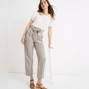 Madewell Striped Linen-Blend Paperbag Pants